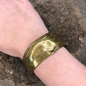 Vintage bracelet handmade brass cuff brutalist